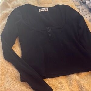 Princess Polly Black Ribbed Top